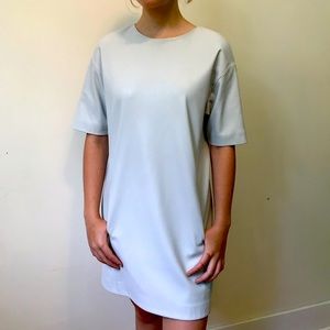 Zara white faux leather block dress.